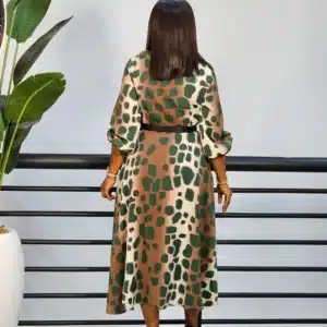 PRINT FLARE BUTTON DOWN DRESS - Image 3