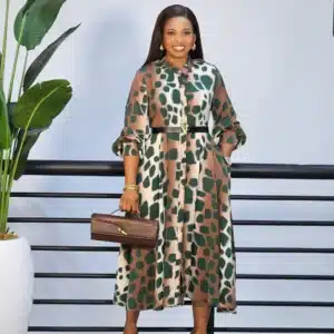 PRINT FLARE BUTTON DOWN DRESS - Image 2