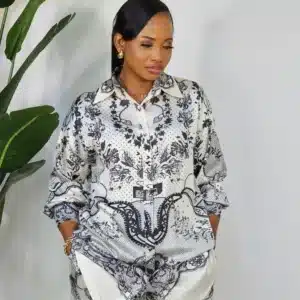 SATIN PRINT SHIRT & PANT SET - Image 2