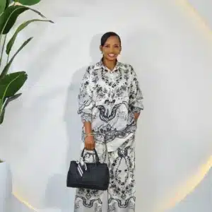 SATIN PRINT SHIRT & PANT SET