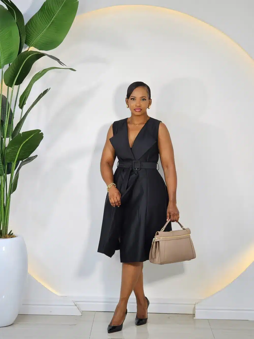 black sleeveless wrap dress Sleeveless Wrap Dress in Silk Crepe-Black
