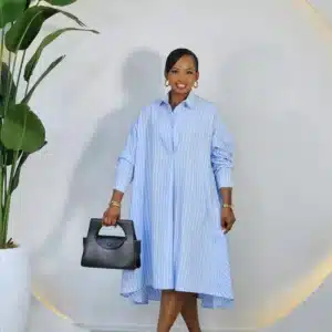 STRIPE DEEP HEM SWING DRESS - Image 3