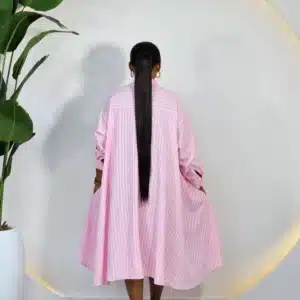 STRIPE DEEP HEM SWING DRESS - Image 4