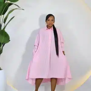 STRIPE DEEP HEM SWING DRESS