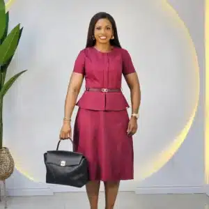 3/4 SLEEVE PEPLUM FLARE DRESS 6496 - Image 3