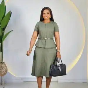 3/4 SLEEVE PEPLUM FLARE DRESS 6496 - Image 2