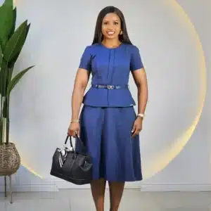 3/4 SLEEVE PEPLUM FLARE DRESS 6496