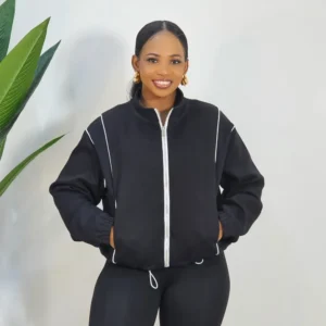 TRIM DRAW STRING HIGH NECK JUMPER