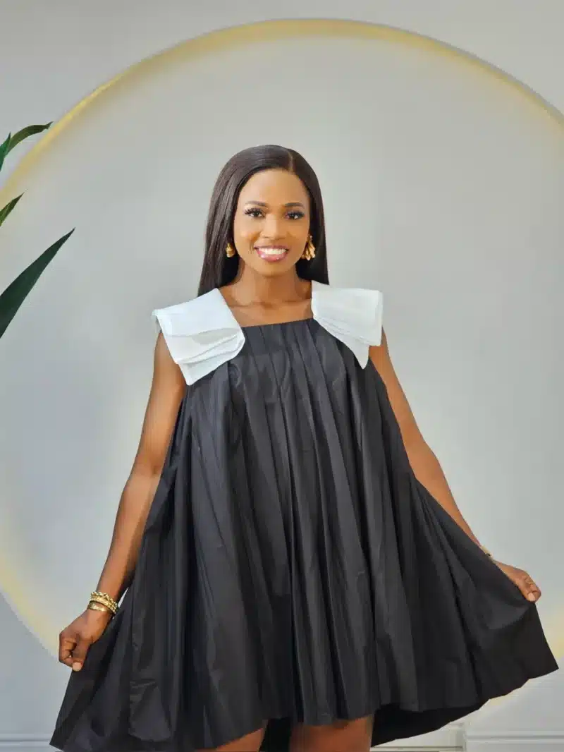 2 TONE PLEATED SWING DRESS - Image 2
