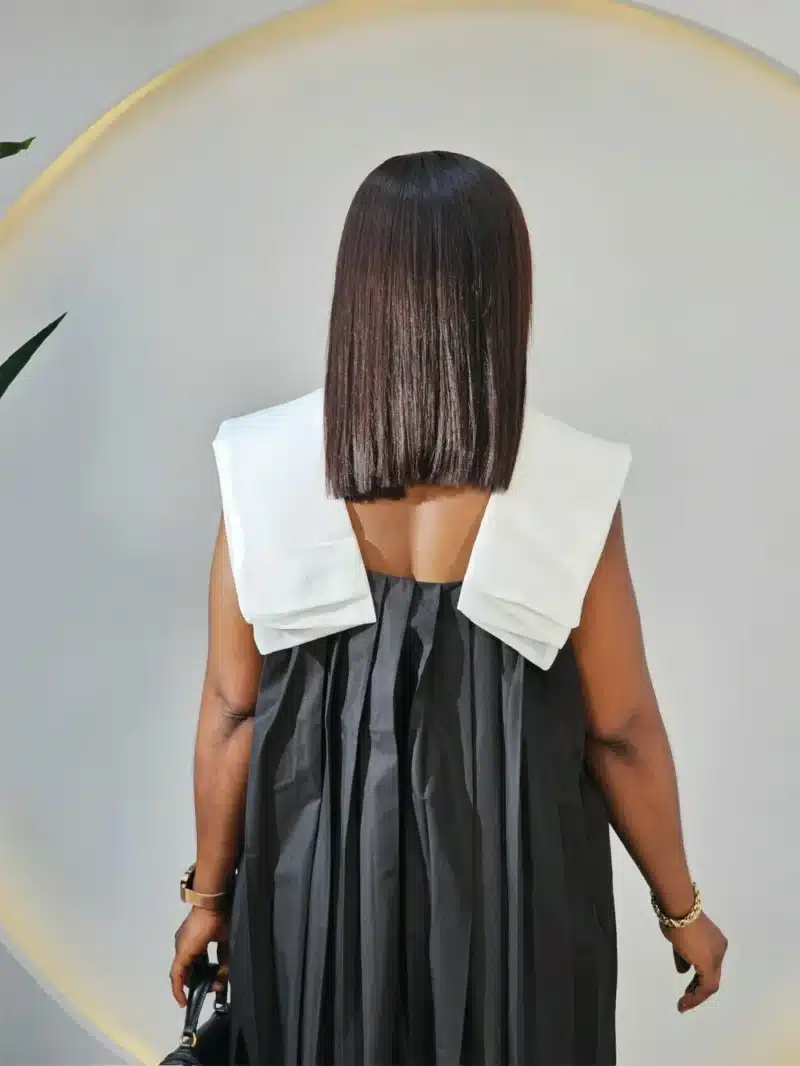 2 TONE PLEATED SWING DRESS - Image 3