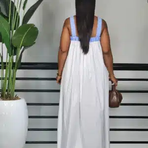 2 TONE STRIPE POCKET & SPAG MAXI DRESS - Image 5