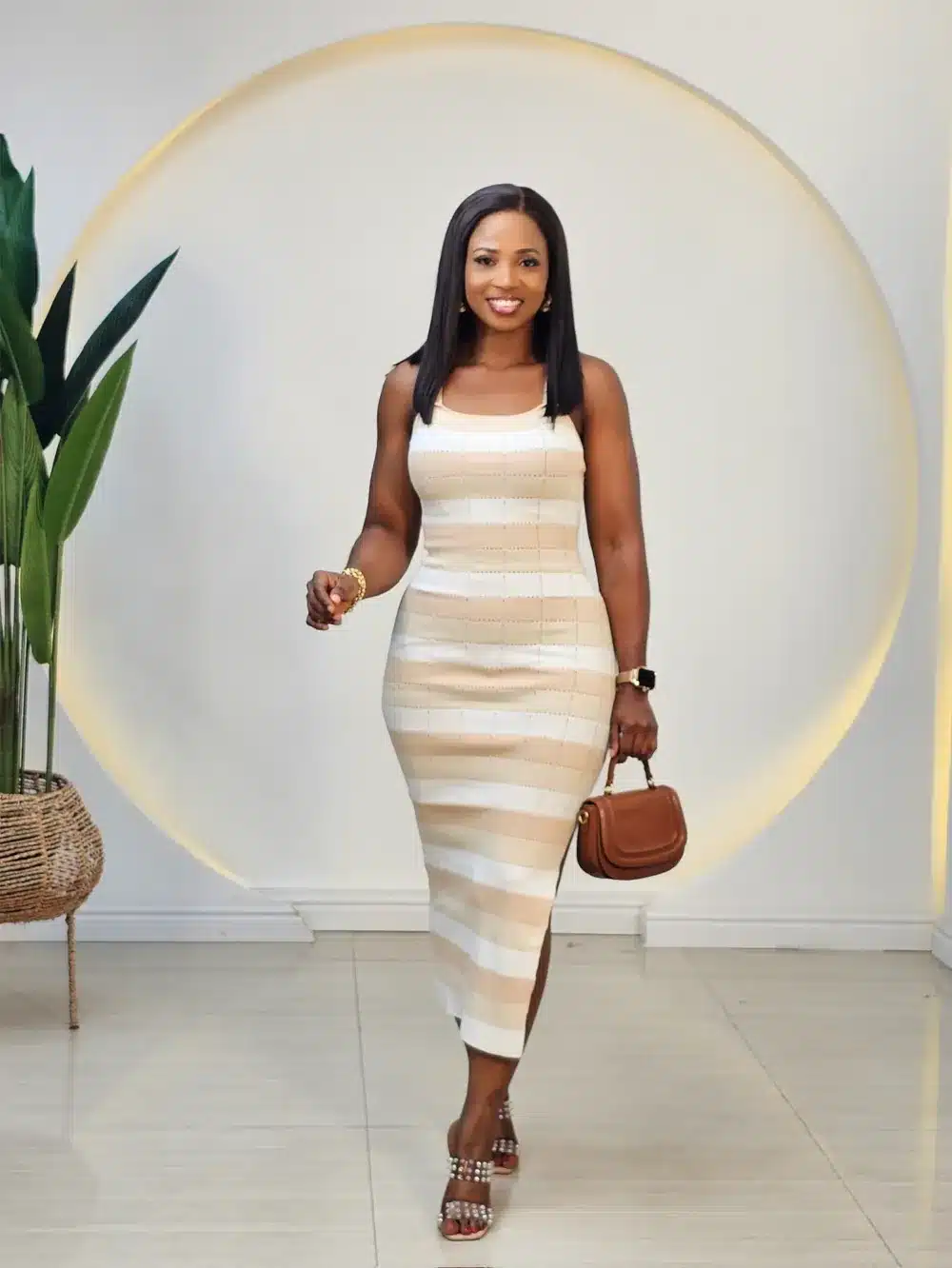 side slit knit dress 2 TONE STRIPE DRESS| Posh 'n' Sassy 2nd Markdown:No