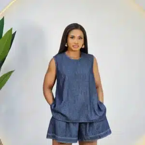 BACK BUTTON DENIM SHIRT SET - Image 2