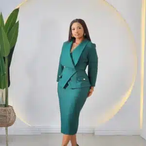 BOLD COLLAR PEPLUM BUTTON DRESS - Image 4