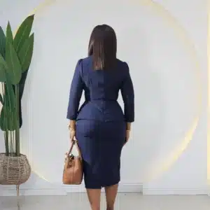 BOLD COLLAR PEPLUM BUTTON DRESS - Image 5