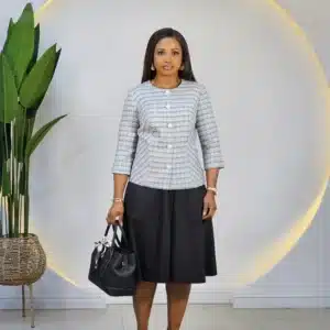 CHECKER JACKET & FLARE SHIRT SET