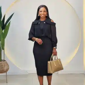 COLD SHOULDER SHEER SLEEVE DRESS