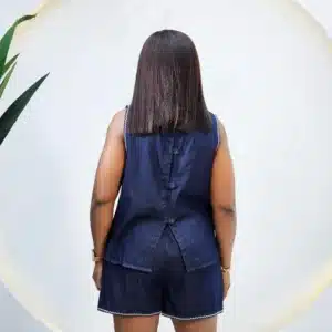 DENIM BACK BUTTON TOP & SHORT - Image 3