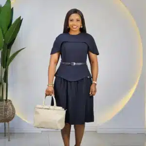 DETACHABLE CAPE PLEATED DRESS