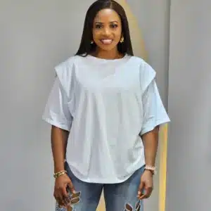 DETAILED SHOULDER ROUND NECK TOP