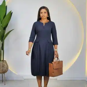 DOUBLE SIDE PLEAT FALSE POCKET DRESS - Image 2