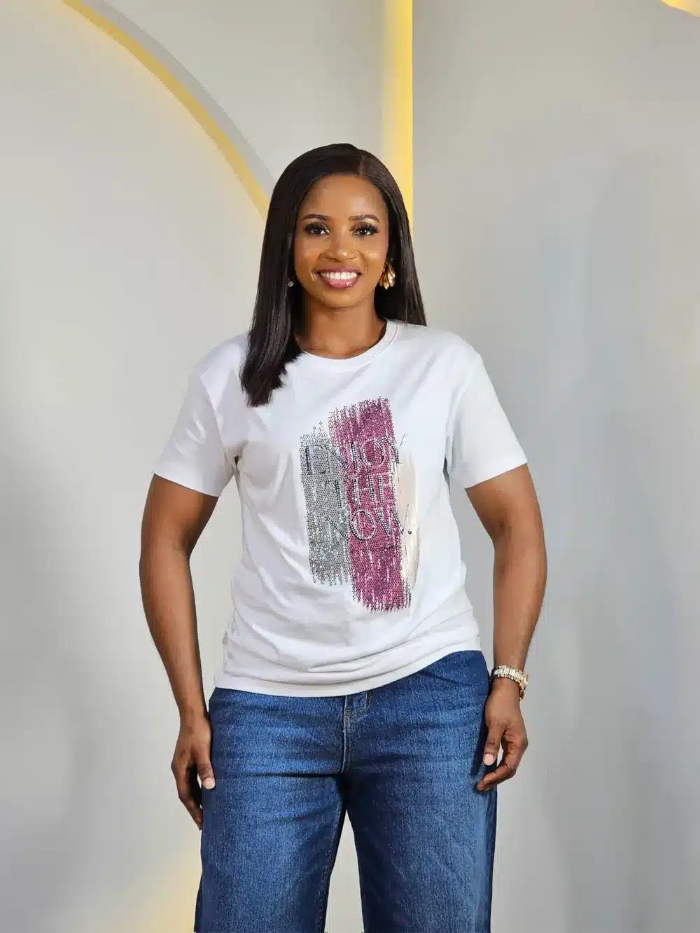 ENJOY THE NOW FRONT INSCRIBE T SHIRT