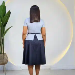 FALSE COLLAR 2 TONE PEPLUM DRESS - Image 4