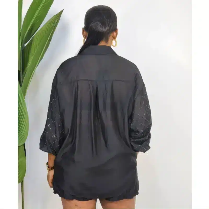 FRONT STUD SHIRT & SHORT 2IN1 - Image 4