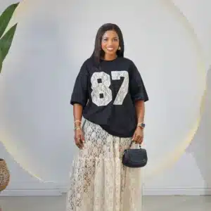 LACE HEM SKIRT & TSHIRT SET