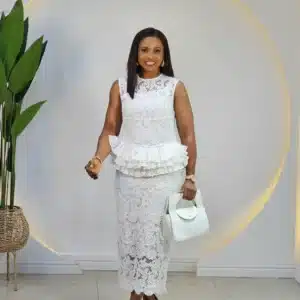 LACY PEPLUM SLEEVELESS DRESS