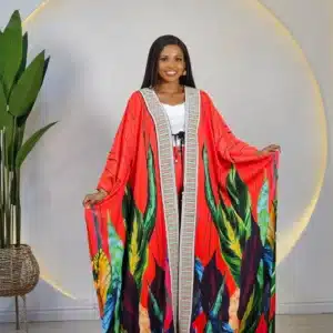 LEAF PRINT KIMONO & PANT SET - Image 2