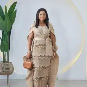 MIYAKI PONCHO BELTED DRESS