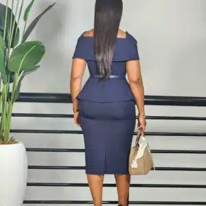 PEPLUM CAPE SLEEVE MIDI DRESS - Image 2