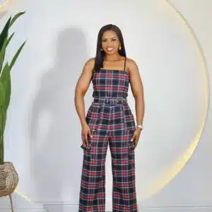 PLAID CARGO SPAG JUMPSUIT