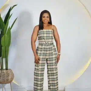 PLAID CARGO SPAG JUMPSUIT - Image 2