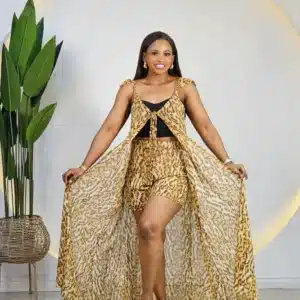 PRINT CHIFFON KIMONO & SHORT SET