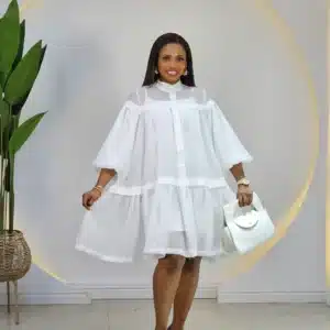 PUFF SLEEVE KNOT HEM DRESS - Image 8