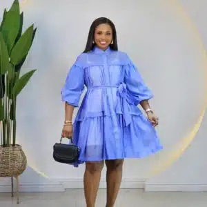 PUFF SLEEVE KNOT HEM DRESS - Image 3