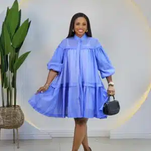 PUFF SLEEVE KNOT HEM DRESS - Image 7