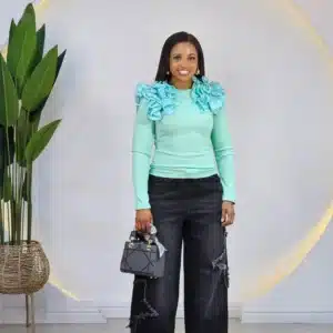 RUFFLE SHOULDER LONG SLEEVE TOP - Image 3