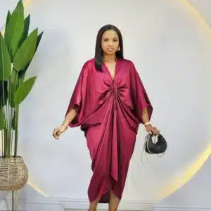 SATIN CHEST KNOT MIDI ABAYA - Image 2