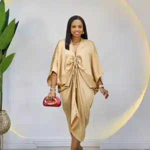 SATIN CHEST KNOT MIDI ABAYA - Image 4