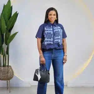 SCARF PRINT DRAW STRING SHIRT - Image 3