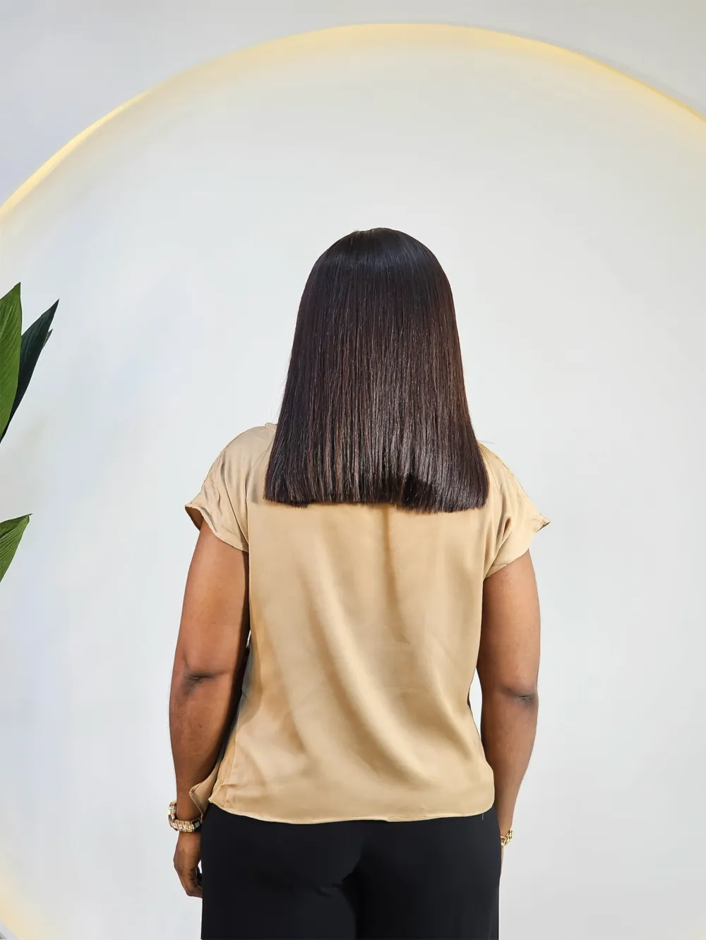 SIDE DRAPE CAP SLEEVE SATIN TOP - Image 3