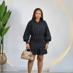 SMOKEY WAIST HEM DRESS