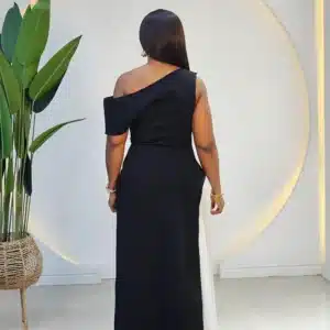 2 TONE SIDE PLEAT DRESS - Image 3