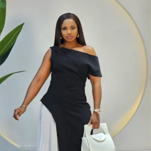 2 TONE SIDE PLEAT DRESS - Image 2