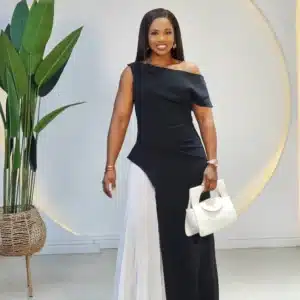 2 TONE SIDE PLEAT DRESS