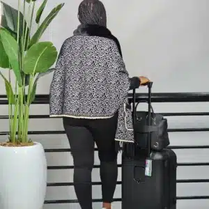 ANIMAL PRINT FUR FRINGE PONCHO - Image 3