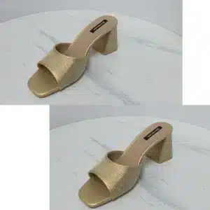 BLOCK HEEL SHIMMER TOP MULES - Image 2